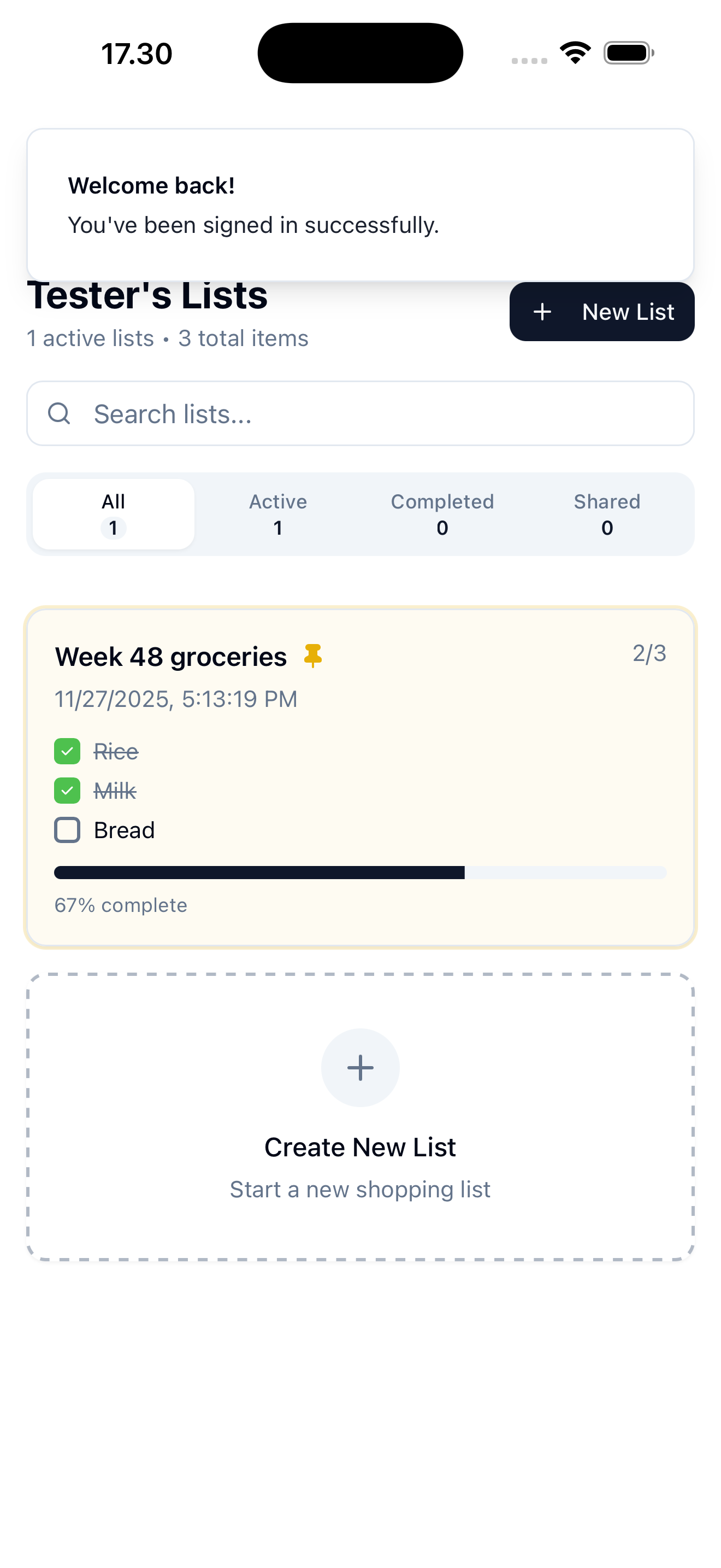 Aisle Aura Lists View